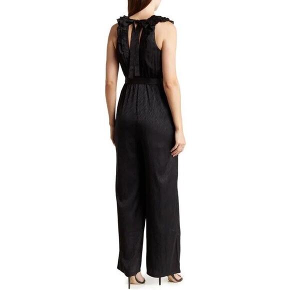 19 Cooper Lightweight Black Zebra Ruffled Sleeveless Pants Jumpsuit XL NWT - Picture 2 of 15